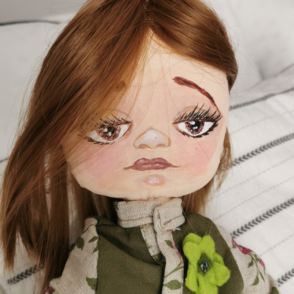 Handmade soft doll, hand painted face, new, beautiful